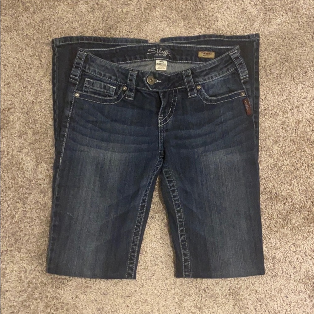 Boot cut silver jeans